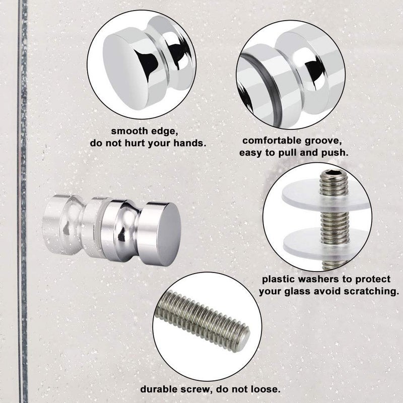 ZKSM 2 Set Shower Screen Handle Bathroom Door Handle Knob with Solid Stainless Steel for Replacement Groove Glass Door(Install Screw 7.8x30mm) - Image 3